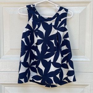 NWT 3T Old Navy top blouse peekaboo back navy and white print